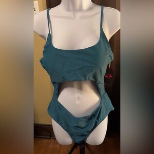 Teal Cutout Swimsuit Top